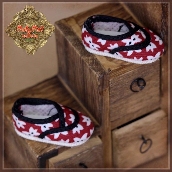 Ten Ping Red with White Printed Flowers Shoes